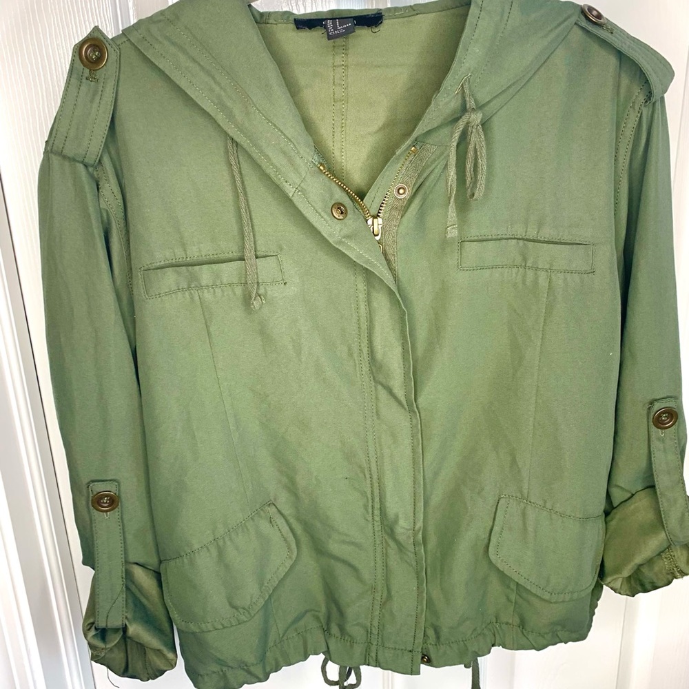 Green Hooded Zip up Size small